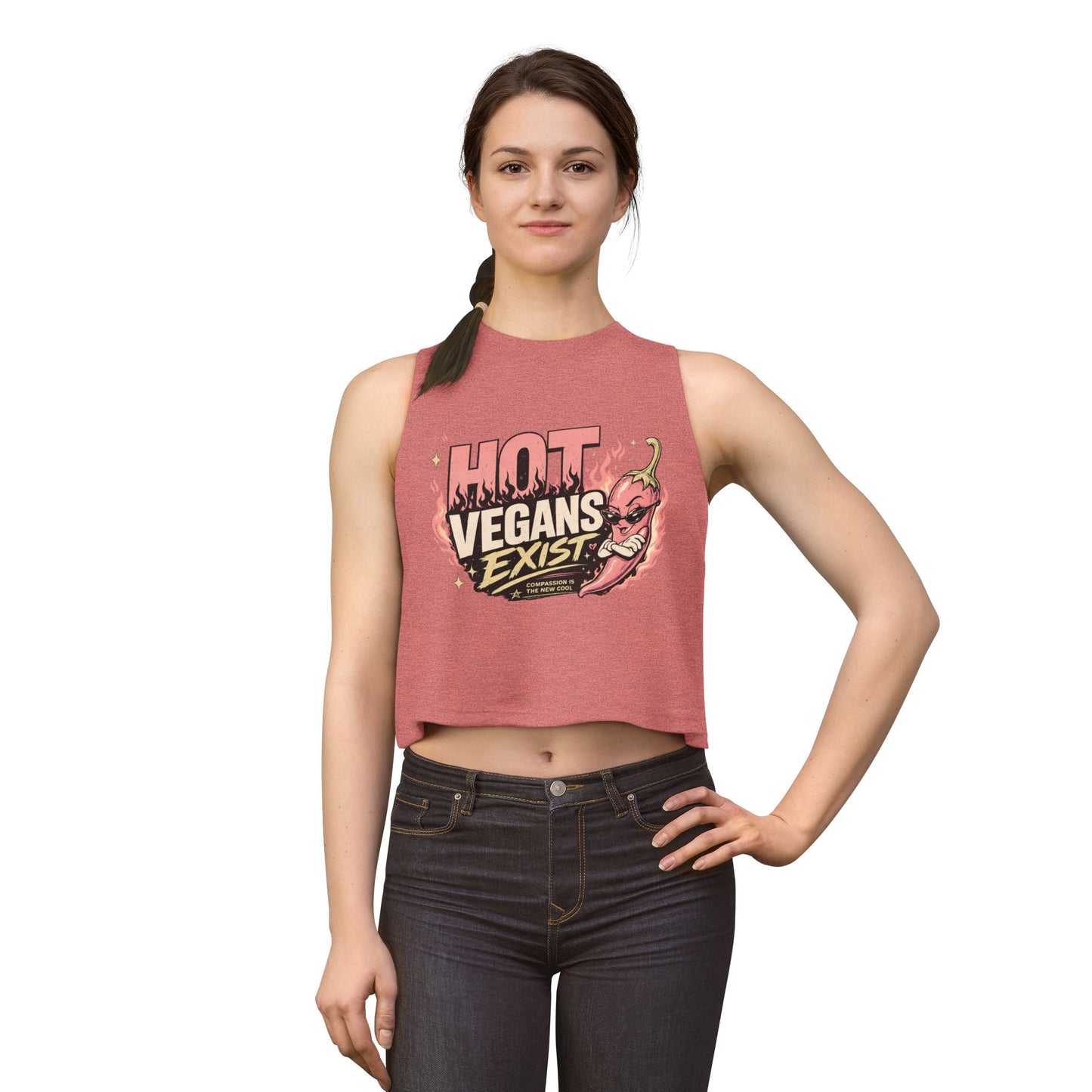 Hot Vegans Exist Crop Top — Funny Vegan Graphic Tank for Women